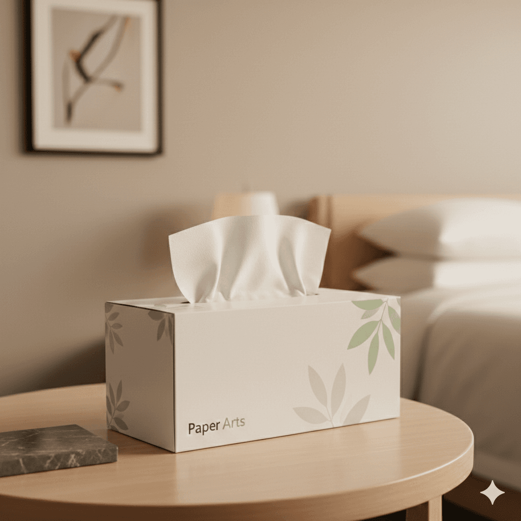 Branded tissue box packaging